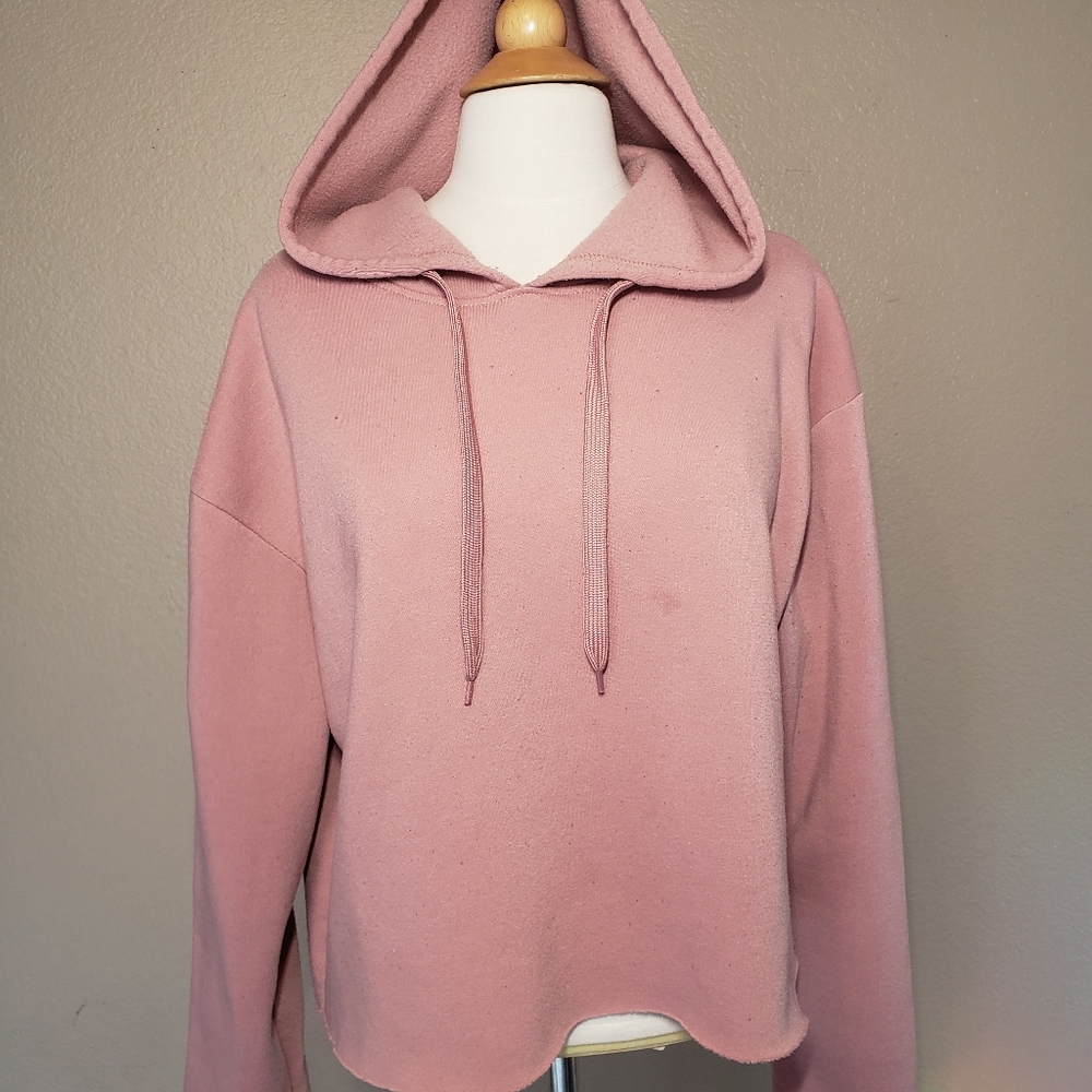 Roma Concept Cropped Drawstring Hoodie XL Pink